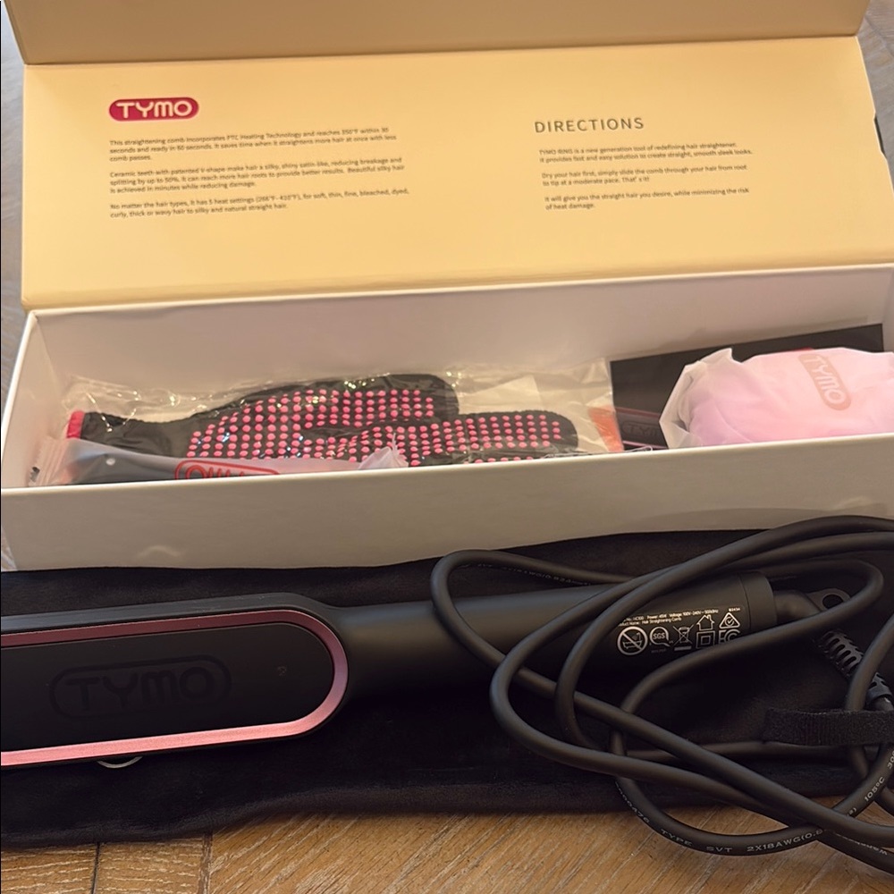 Hair Straightening Brush - Black and Pink